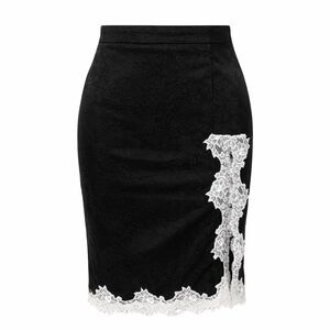 J.Crew Black Satin Skirt White Lace Trim Midi Slip Skirt Elegant
